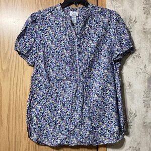 ONLY Necessities Women's Size Large Floral Blouse - Blue Purple Yellow/Green